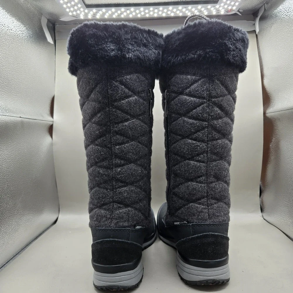 Salomon Women's Hime High Winter Boots Quilted Black Charcoal Clima Dry Size 7.5